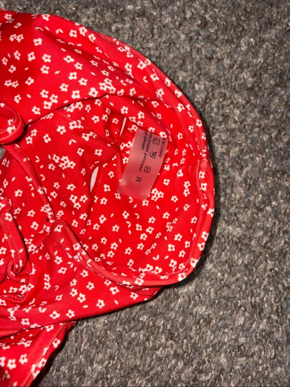 SHEIN Red Floral Bandeau Bikini Set